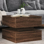 ZNTS Coffee Table with LED Lights Brown Oak 50x50x40 cm 839860