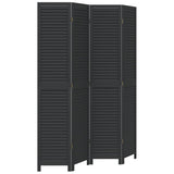 Room Divider 4 Panels Black Solid Wood Paulownia 358851