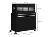 Portable Tool Box, Metal Tool Chest on Wheels with 6 Drawers for Garage and Workshop, Black T3398P344498