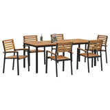 Garden Dining Set 7 pcs Black Solid Acacia Wood 3284403