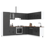 ZNTS 14 Piece Kitchen Cabinet Set Porto Black Engineered Wood 3314992