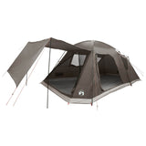 Cabin Tent with Roof Brown grey 12-Person Polyester and Steel 42029009