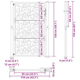 Garden Gate Black 100x150 cm Steel Leaf Design 4100961