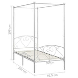 ZNTS 284426 Canopy Bed Frame without Mattress White Metal 90x200 cm