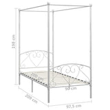 Bed Frame White Metal Single Durable Bed Frame Rectangular 284426