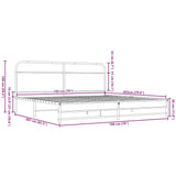 Metal Bed Frame without Mattress Brown Oak 193x203 cm 3318706