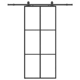 Sliding Door with Hardware Set Black 90x205 cm ESG Glass 3375785