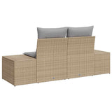 Garden Sofa with Cushion Beige 123 x 62 x 69cm Poly Rattan 42006805