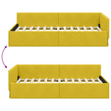 Corner Bed Frame with Headboard Yellow 100 cm x 200 cm Velvet 42016097