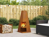 Fire Pit Brown 35 x 35 x 100 cm Weather Steel 858947