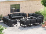 Garden Sofa Set 13 pcs Black Metal 3378845