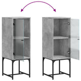 Side Cabinet with Glass Doors Concrete Grey 35x37x100 cm 836556