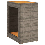 Garden Side Table with Wooden Top Grey 60x40x75 cm Poly Rattan 366304