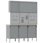 Work Bench with Drawer 8 pcs Black 150 x 55 x 200 cm Steel 3321434