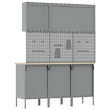 Work Cabinet with Drawer 8 pcs Red Engineered Wood and Steel 3321435