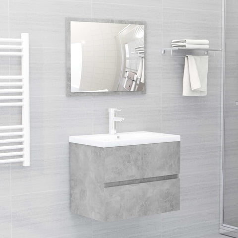 ZNTS 2 Piece Bathroom Furniture Set Concrete Grey Engineered Wood 804876