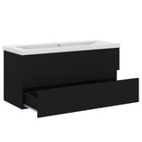 Sink Cabinet with Built-in Basin Black Engineered Wood 3071568