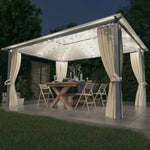 ZNTS Gazebo with Curtain&LED String Lights 4x3 m Cream Aluminium 3070335