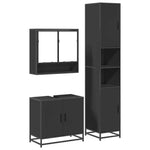 ZNTS 3 Piece Bathroom Furniture Set Black Engineered Wood 3301095