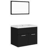 Bathroom Furniture Set Black Engineered Wood 3070866