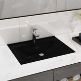 147030 Luxury Basin with Faucet Hole Matt Black 60x46 cm Ceramic