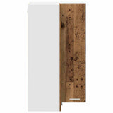 Hanging Cabinet with Door Old Wood and White 57 x 57 x 100 cm 884376