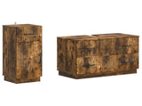 2 Piece Bathroom Cabinet Set HOORN Smoked Oak Engineered Wood 3417716