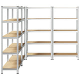 5-Layer Heavy-duty Shelves 4 pcs Silver Steel&Engineered Wood 3307598