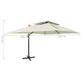 Cantilever Garden Parasol with Double Top Sand 400x300 cm 312369