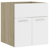 Sink Cabinet with Built-in Basin White and Sonoma Oak Engineered Wood 3070816
