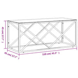 Coffee Table 110x45x45 cm Stainless Steel and Glass 349961