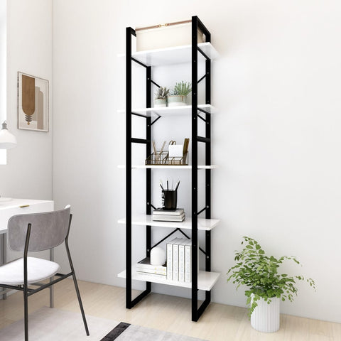 5-Tier Book Cabinet White 60x30x175 cm Engineered Wood 3081978