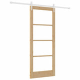 Sliding Door Natural 83 x 202 cm Solid Pine Wood and Glass 3332417