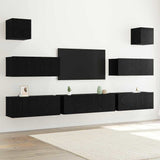 TV Cabinet Set 7 pcs Black oak 100 x 30 x 30 cm Engineered wood 3332572