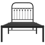 Metal Bed Frame without Mattress with Headboard Black 75x190cm 376590