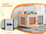 2-in-1 Dog Cage & Side Table, with Two Doors, Cushion, for Large Dogs T3398P376393