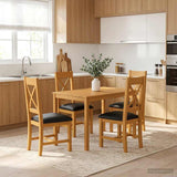 Dining Set 5 pcs Black Solid Oak Wood 3430252