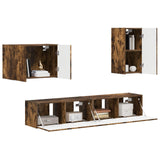 TV Wall Cabinet Set 4 pcs Smoked Oak Engineered Wood 3408939