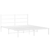 Metal Bed Frame without Mattress with Headboard White 160x200cm 355417