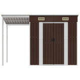 Garden Shed with Extended Roof Brown 277x107x181 cm Steel 364527