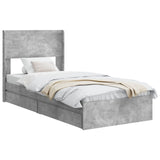 Bed Frame with Storage and Headboard Concrete Grey 75 x 190 cm 3414428