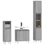 ZNTS 3 Piece Bathroom Cabinet Set Grey Sonoma Engineered Wood 3187795