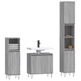 ZNTS 3 Piece Bathroom Cabinet Set Grey Sonoma Engineered Wood 3187795