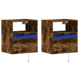 TV Wall Cabinets with LED Lights 2 pcs Smoked Oak 41x31x45 cm 852322