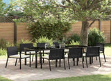 Garden Dining Set 9 pcs Black Powder-Coated Steel 3379253