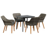 Garden Dining Set with Cushion 5 pcs Grey Poly Rattan 3261678