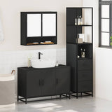 ZNTS 3 Piece Bathroom Furniture Set Black Engineered Wood 3301160