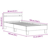 Bed Frame with LED Old Wood 75 x 190 cm Engineered Wood 863815