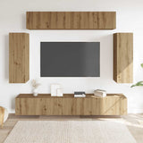 ZNTS 6 Piece TV Cabinet Set Wall-mounted Artisan Oak Engineered Wood 3329002