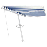 ZNTS Freestanding Manual Retractable Awning 300x250 cm Blue/White 3069496